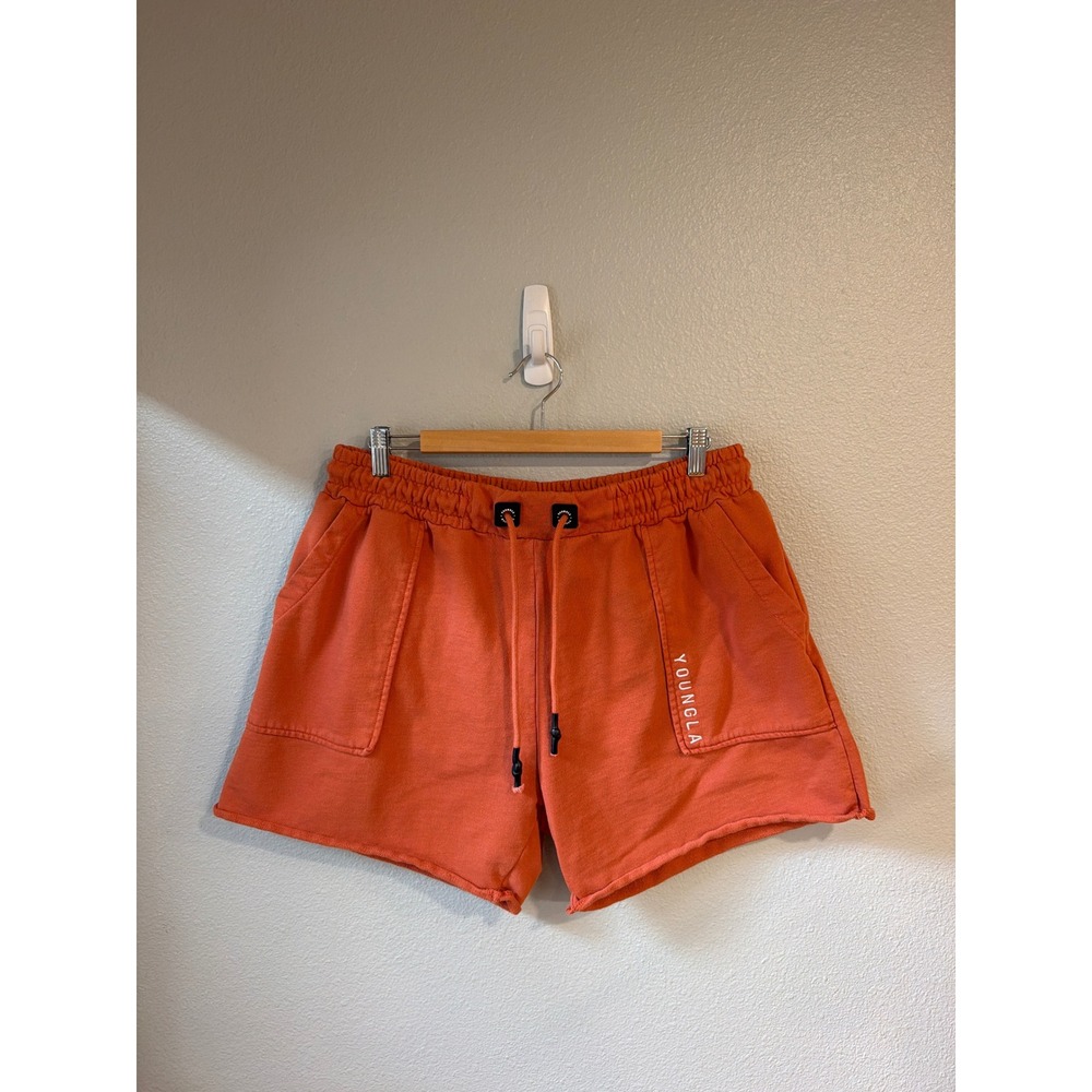 YoungLA Sweat Shorts Mens 2XL Burnt Orange Cotton Raw Hem Gym Workout Comfy